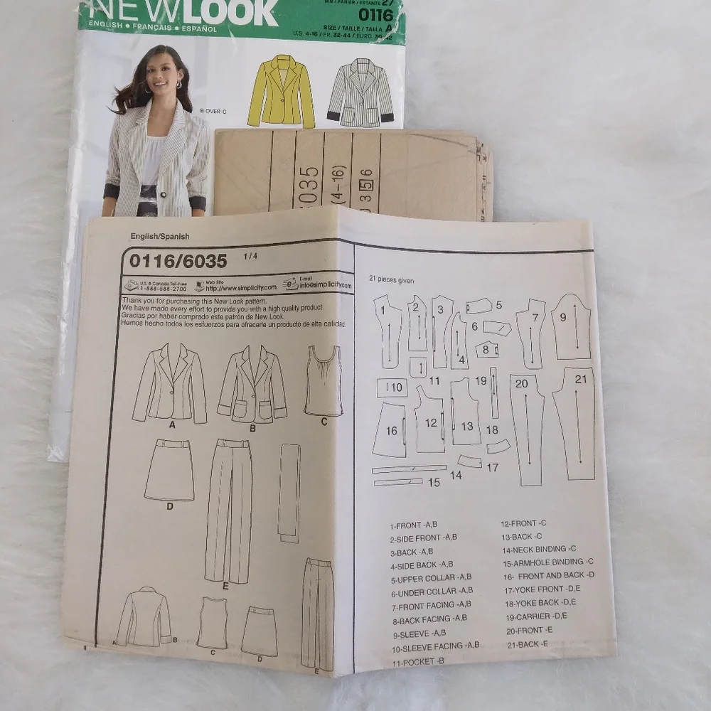 New Look 0016 Misses' Jacket Top Skirt Pants, Size 4-16